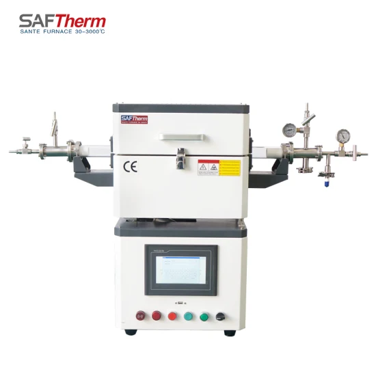Tubo in ceramica rotante da laboratorio con forno tubolare al quarzo a doppia zona di riscaldamento 1200c